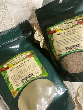 Nature's Wonderland Periwinkle Herb Powder & Wintergreen Leaves Soap Herbs NWT